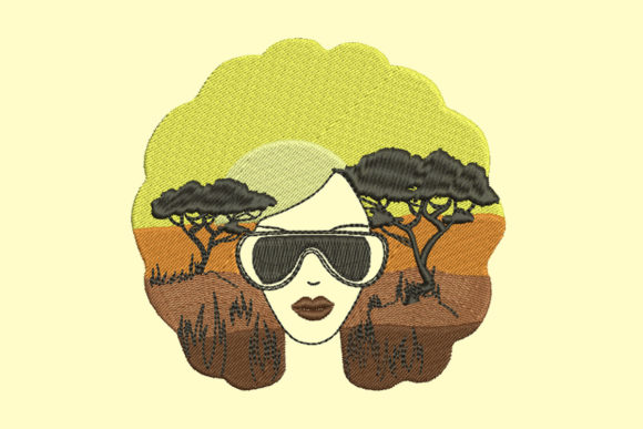 African Landscape Embroidery Design