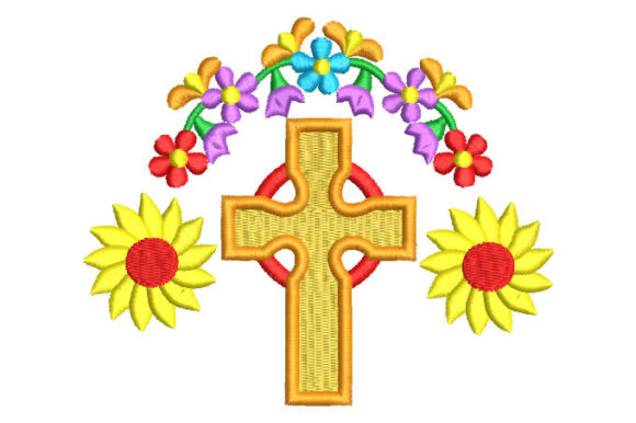 Cross with Colorful Flowers